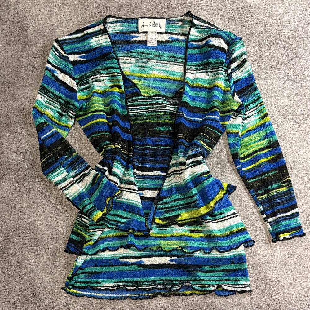 Vintage Blue Watercolor Cardigan and Top Set